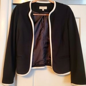 NWOT Talbots Black Blazer with White Piping Size 2P